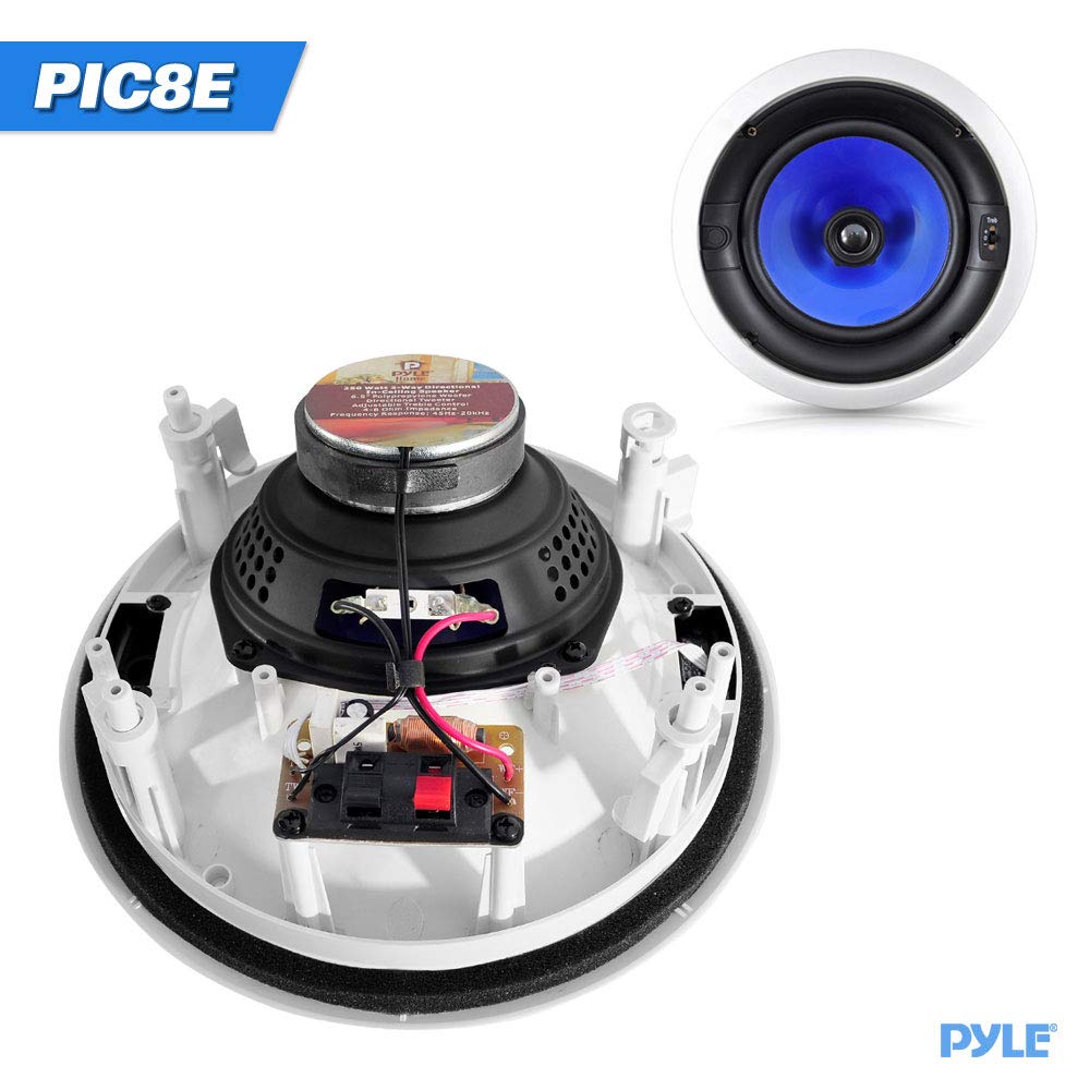 Bocinas Empotrables Pyle Blancas 8 Pulgadas 300W con Tweeter de Cúpula de Seda para Teatro en Casa