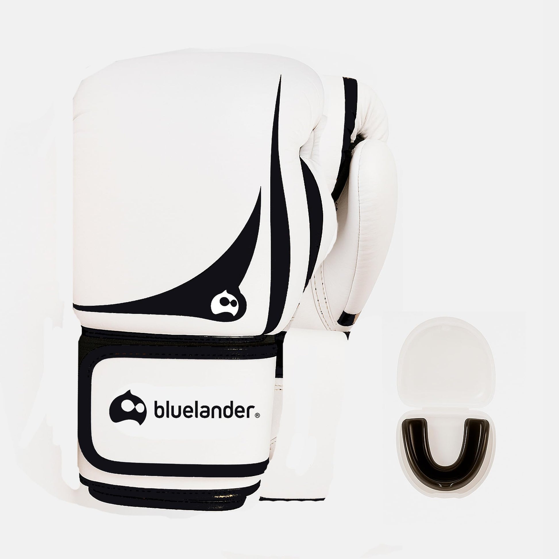 Bluelander Guantes de Boxeo 16 Oz, Unisex, con Protector Bucal, Absorción de Impactos y Correa de Velcro, Perfectos para Practicar Kickboxing, MMA y Artes Marciales Mixtas