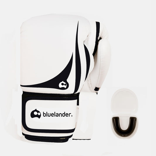 Bluelander Guantes de Boxeo 16 Oz, Unisex, con Protector Bucal, Absorción de Impactos y Correa de Velcro, Perfectos para Practicar Kickboxing, MMA y Artes Marciales Mixtas