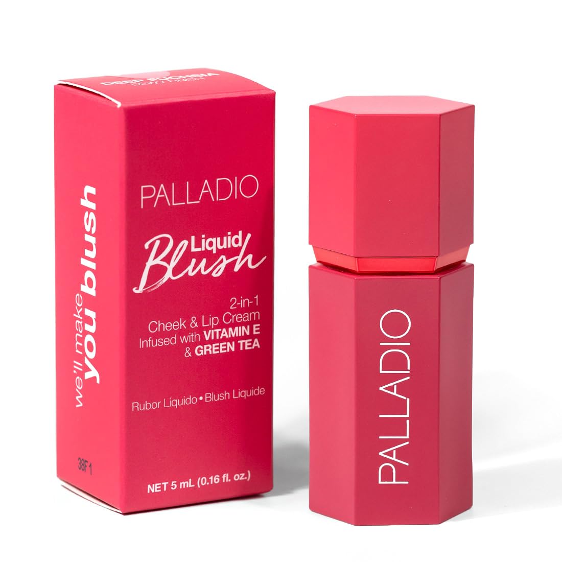 Palladio Rubor Líquido para Mejillas y Labios 2 en 1 Maquillaje, Rubor Facial, Fórmula Liviana en Crema, Resistente a Manchas, Rubor Pigmentado de Larga Duración, Acabado Radiante,Deep Fuchsia