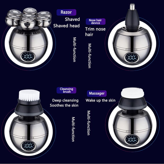Afeitadora Eléctrica 5 en 1 Upgrade 7 Heads Recargable Multifuncional para Hombres Calvos