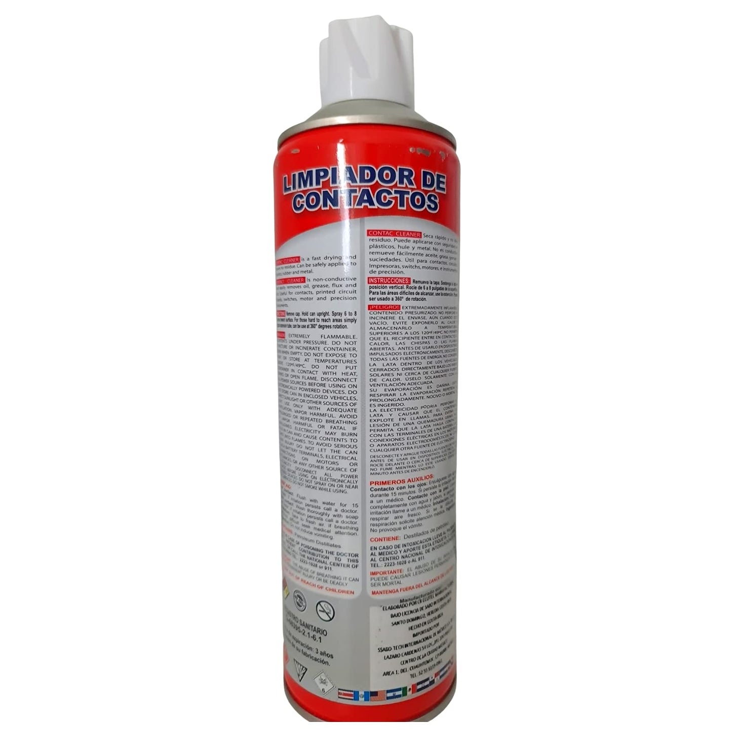 Limpiador de Contactos CONTACT CLEANER Lata 590ML Incluye Popotillo. Limpiador de partes eléctricas Limpiador dieléctrico. Limpiador multiusos tarjetas electrónicos Retira grasa y suciedad. Lata Spray