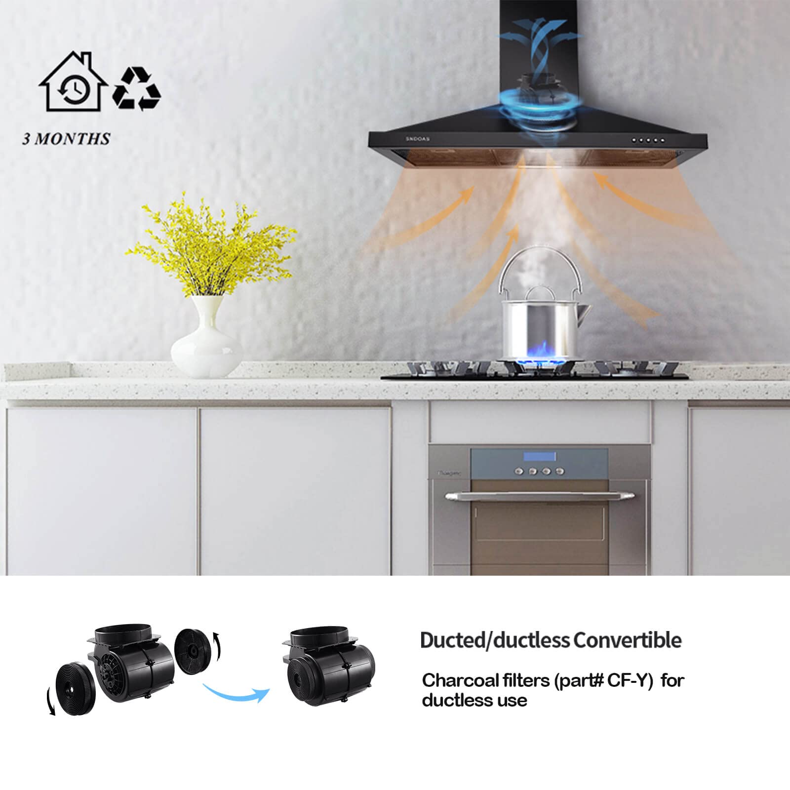 Filtros de carbón de repuesto para ventilación sin conductos, para las series GD17 y GD24 de SNDOAS, fácil instalación, 2 unidades