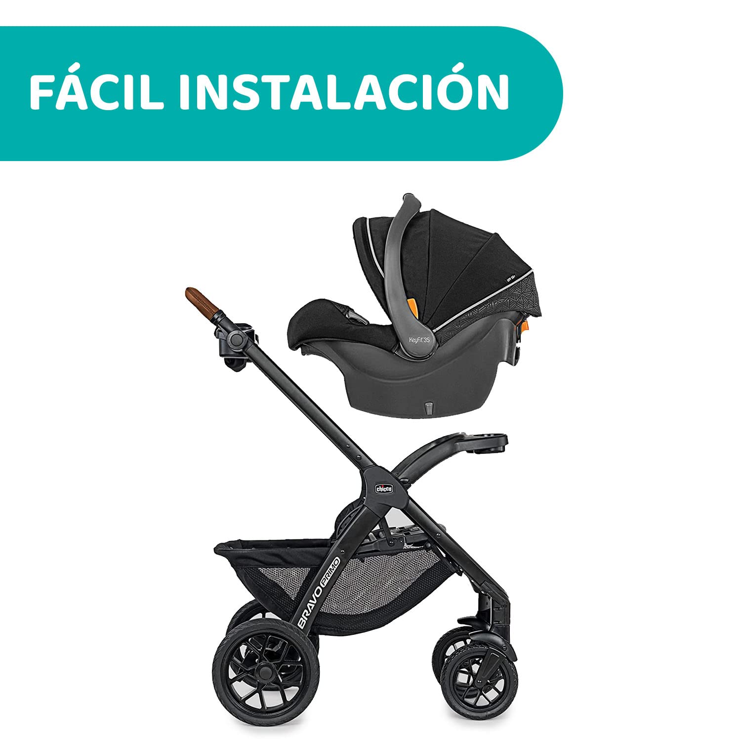 CHICCO, Carriola Modular Bravo Primo Springhill, Con Autoasiento Premium 3 en 1