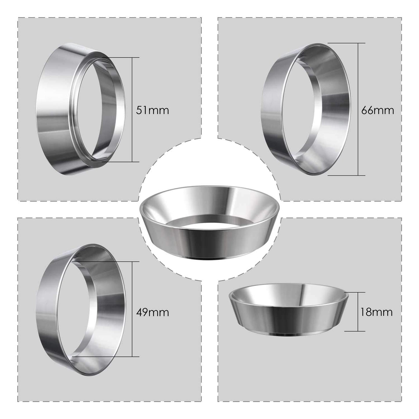 Embudo Dosificador de Café MATOW Acero Inoxidable 51 mm Compatible Con Portafiltro