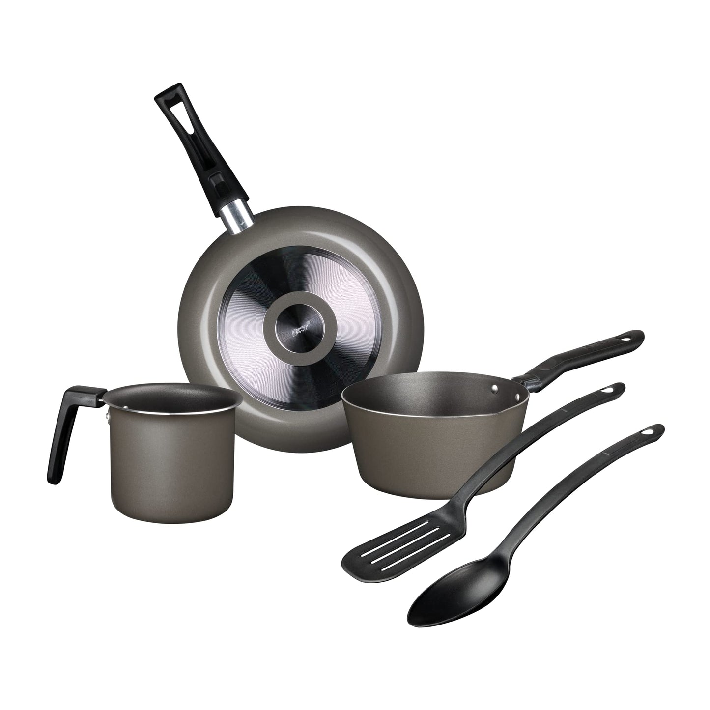 Batería de Cocina Ekco Gris Antiadherente de Aluminio 5 Piezas