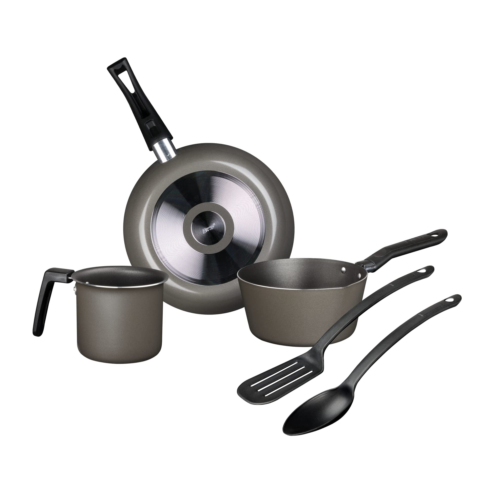 Batería de Cocina Ekco Gris Antiadherente de Aluminio 5 Piezas