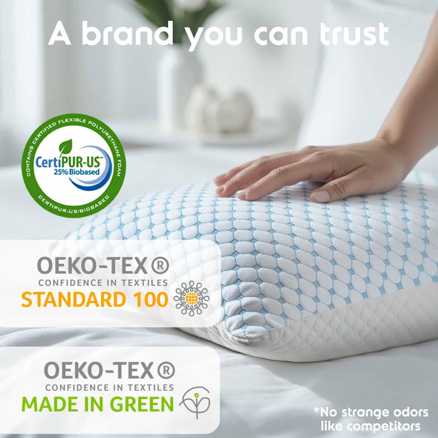 Almohada Nestl Bedding Beige con Reducción de Calor y Humedad en Espuma de Gel y Rayón Ajustable y Lavable