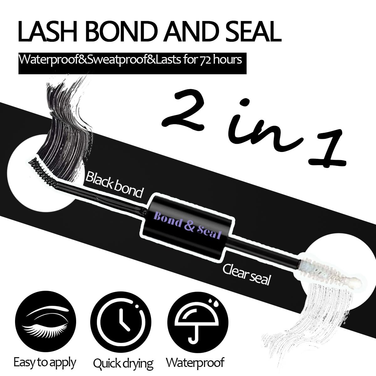 Kit De Unión Y Sellado De Pestañas Qiveaory Impermeable 72 H Duración Portátil Para Extensiones Diy