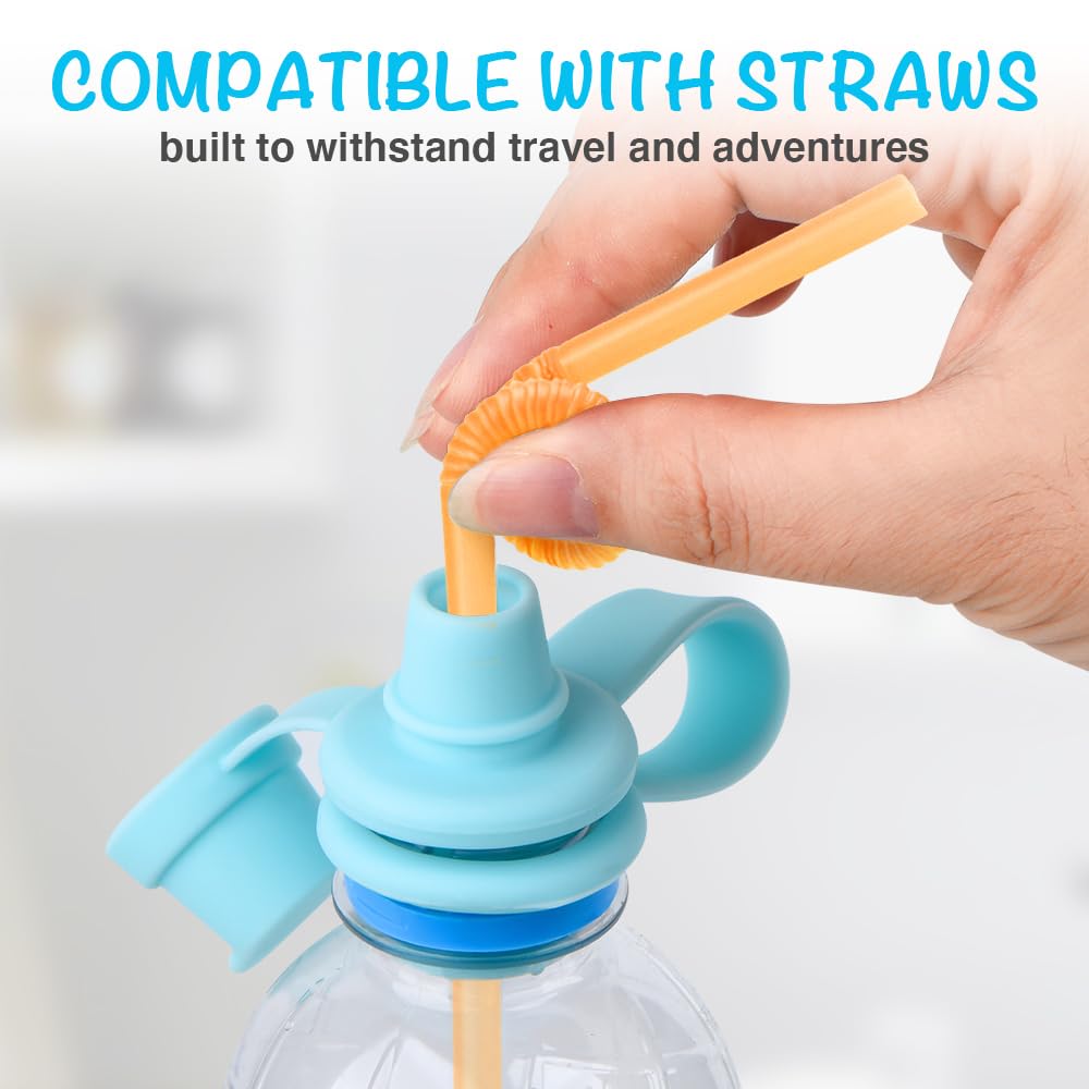 Heureuse - Adaptador de boquilla para botella de agua para Todders, paquete de 4 tapas de botella de agua de silicona sin derrames, adaptado a la mayoría de botellas, diseño a prueba de fugas,