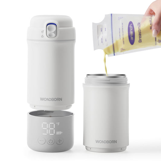 Calentador de Biberones WONDBORN Portátil Blanco con Calentamiento Instantáneo y Control Preciso