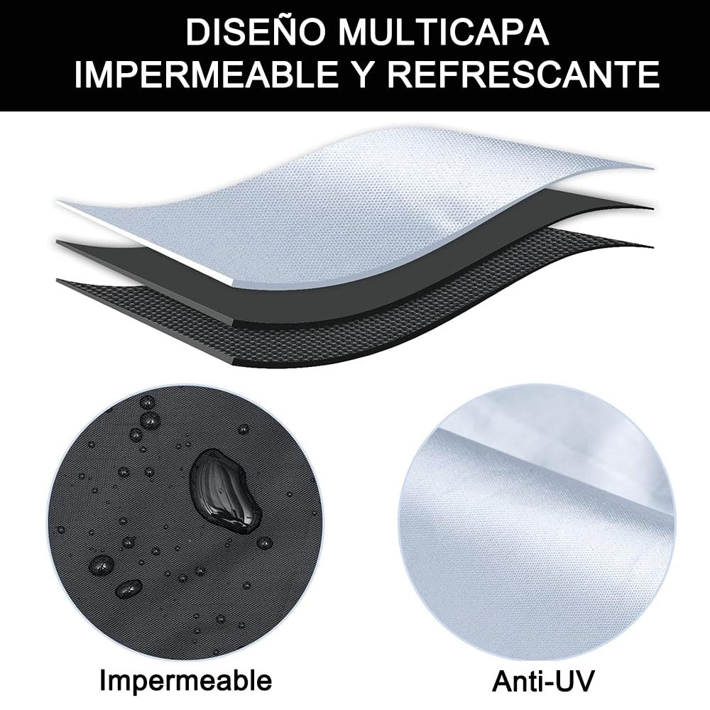 Cubierta para Motocicleta Impermeable Al Libre - Funda para Moto Protección Contra el Polvo, Lluvia y Clima, Agujeros de Bloqueocontra, Poliéster Protección 190T (230 * 125 * 95 cm, Negro y Plata)