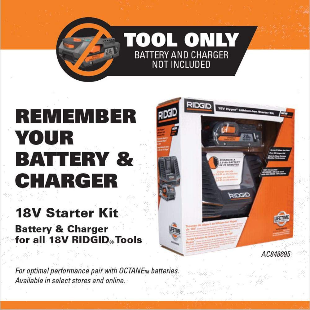 Ridgid OCTANE - Lijadora inalámbrica sin escobillas de 3 velocidades 1/4 de hoja, herramienta desnuda, R86064B, (empaquetado a granel, embalaje no retorno)