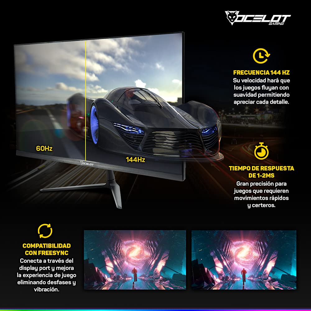 Monitor Ocelot Gaming LED Negro Full HD 144Hz