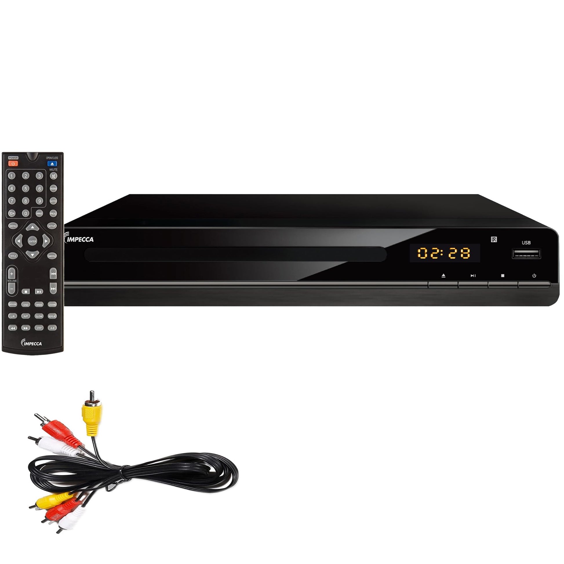 Impecca DVHP9117 Progressive Scan Compact HDMI DVD Player, Upconvert DVDs to 1080p, With LED Display, View Content Via USB Input,