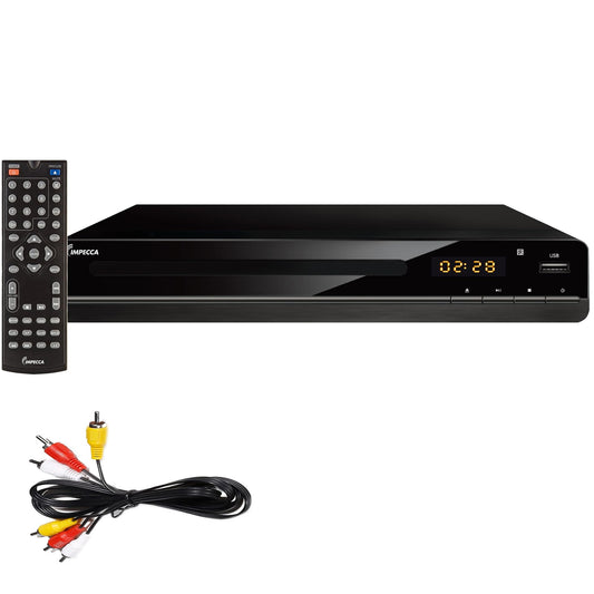 Impecca DVHP9117 Progressive Scan Compact HDMI DVD Player, Upconvert DVDs to 1080p, With LED Display, View Content Via USB Input,