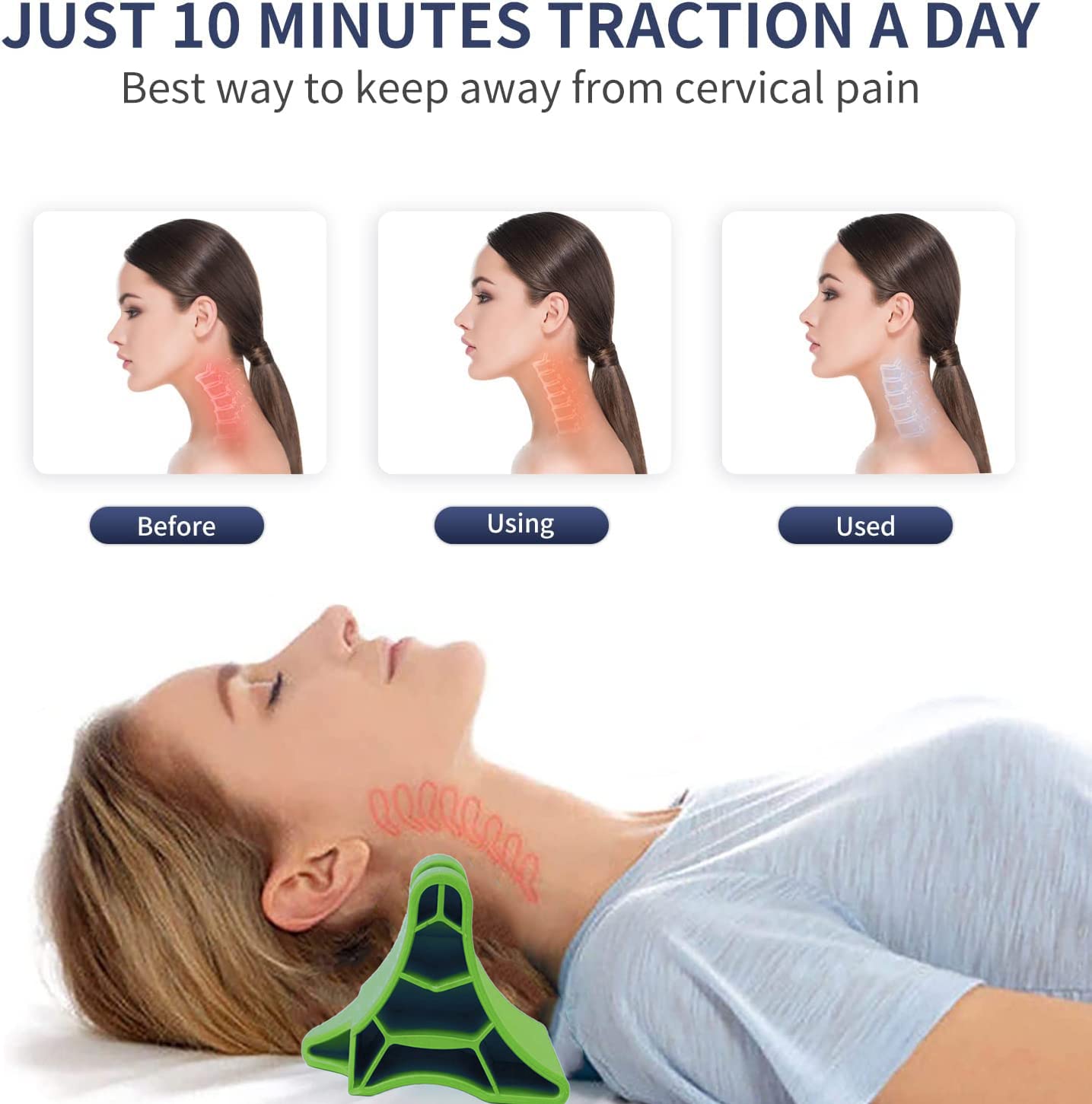 Herramienta de liberación occipital, dispositivo de liberación suboccipital portátil de vértebra cervical, masajeador de punto de acupresión de gatillo muscular profundo, alivio del dolor para dolor de cabeza, migraña, cuello, hombros y espalda (verde)