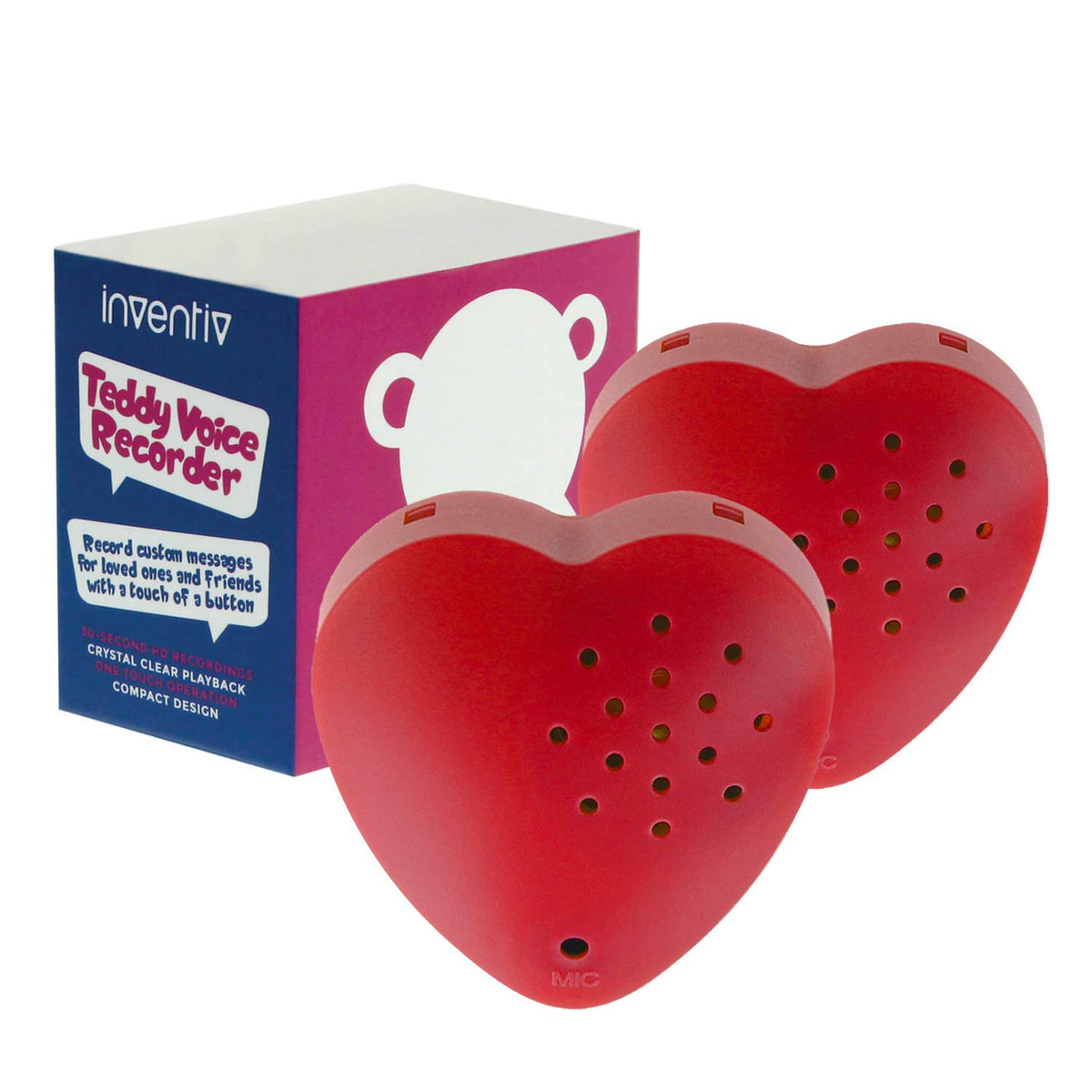 Módulo Grabador de Voz Inventiv Rojo para Juguete de Peluche con Mensajes Personalizados (Paquete de 2)