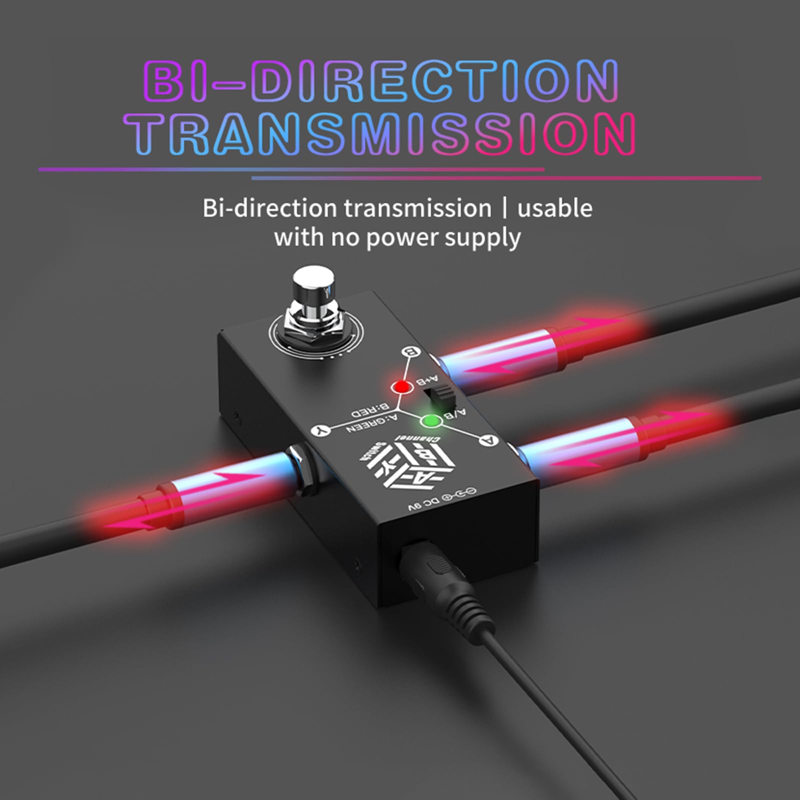 BUZHI Pedales de guitarra ABY Box Selector de línea AB Switch Mini pedal de efecto de guitarra Transmisión bidireccional Carcasa de metal Soporte antideslizante Modos A/B o A y B