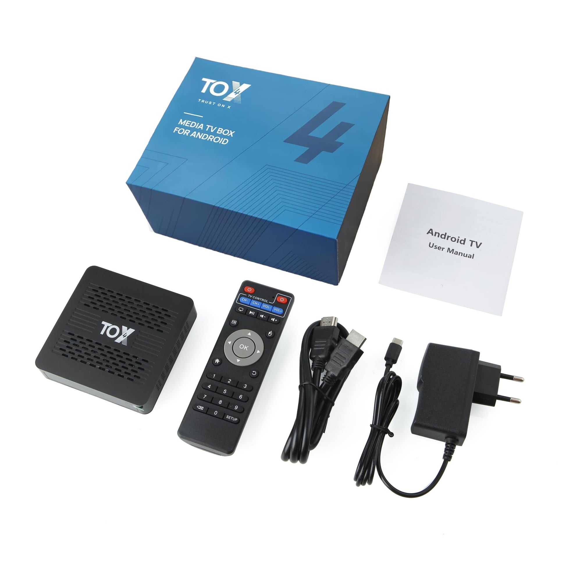 SHYSKY Android TV Box, TOX4 TV Box Android 13.0 RK3528 4GB RAM 32GB ROM 2.4G/5G WiFi 1000M BT5.1 USB3.0 4K H.265 HDR Box