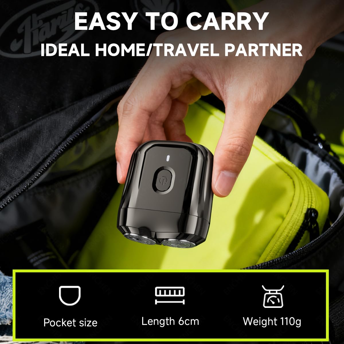Enchen Afeitadora Eléctrica para Hombre, Afeitadora Eléctrica Portátil Rotativa, Resistente al Agua Recargable USB, Afeitadora Portátil Para Hombres, Uso Seco y Húmedo, Mini 6