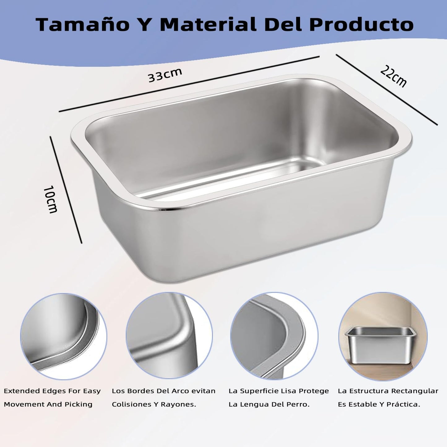 Plato para Perro de Acero Inoxidable 4.7 Litros Gran Capacidad para Perros Medianos y Grandes