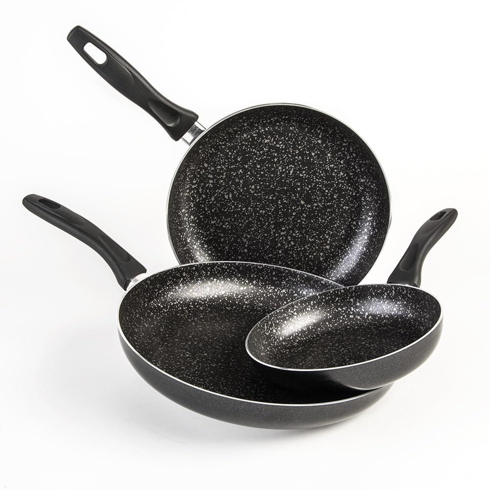 Cinsa Juego de sartenes Experta Roca 3 piezas, Aluminio con antiadherente Roca (Negro, Sarten 20, 26 y 30 cm)