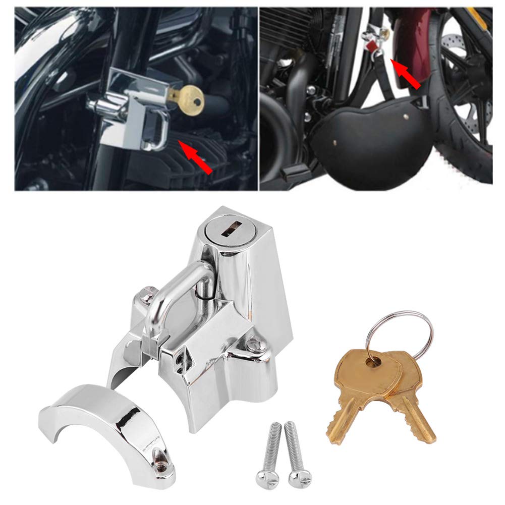 KIMISS Kit de bloqueo de seguridad para casco de motocicleta, para bloqueo de casco de motocicleta Kuryakyn Cruiser 1-1/4 a 1-1/2 4232 (color chapado)
