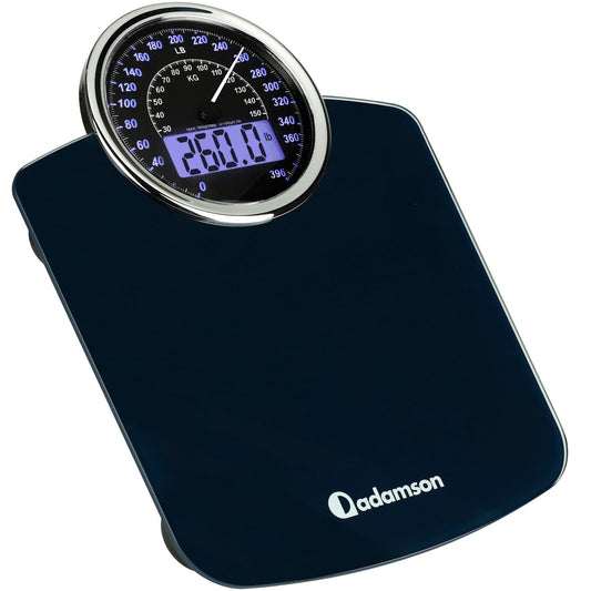 Adamson Pèse-personne Hybride - 2-en-1 Digital et Analogique - Jusqu'à 400 libras - Verre trempé épais - Gran edición - Lecture facile - Nouveau