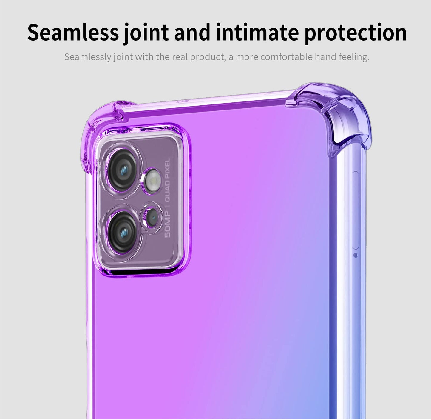 DABUNA Funda para Moto G32 Case Uso Rudo,Transparente Colores Degradados Protectora de Cámara Anticaída Carcasa Bumper(Púrpura Azul)