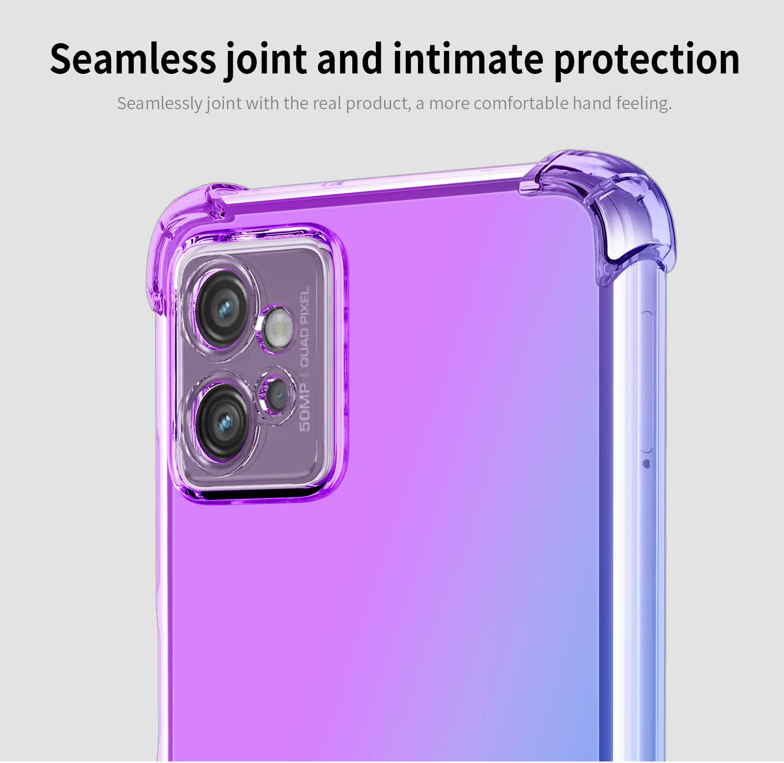 DABUNA Funda para Moto G32 Case Uso Rudo,Transparente Colores Degradados Protectora de Cámara Anticaída Carcasa Bumper(Púrpura Azul)