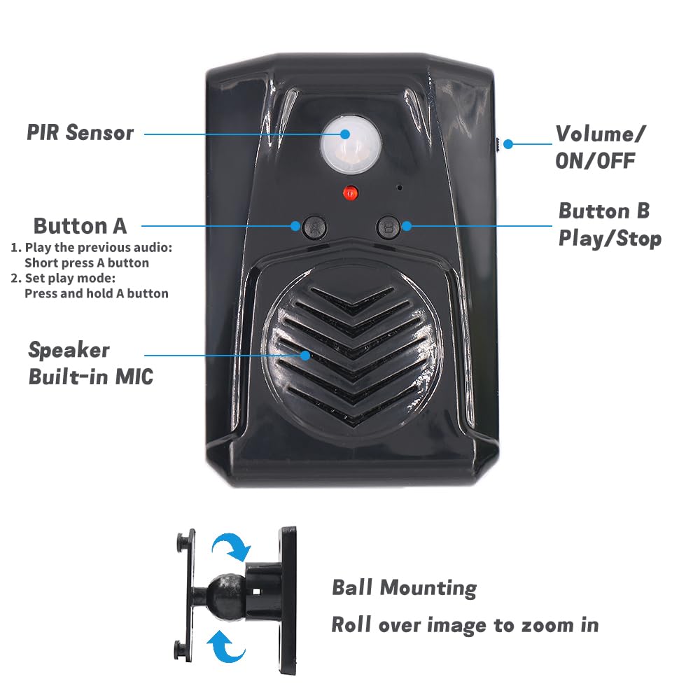 Sensor de movimiento de voz reemplazable, reproductor de sonido infrarrojo PIR, caja de gritos encantada, altavoz con función de descarga USB, Navidad, MP3, terror, música feliz, activada por