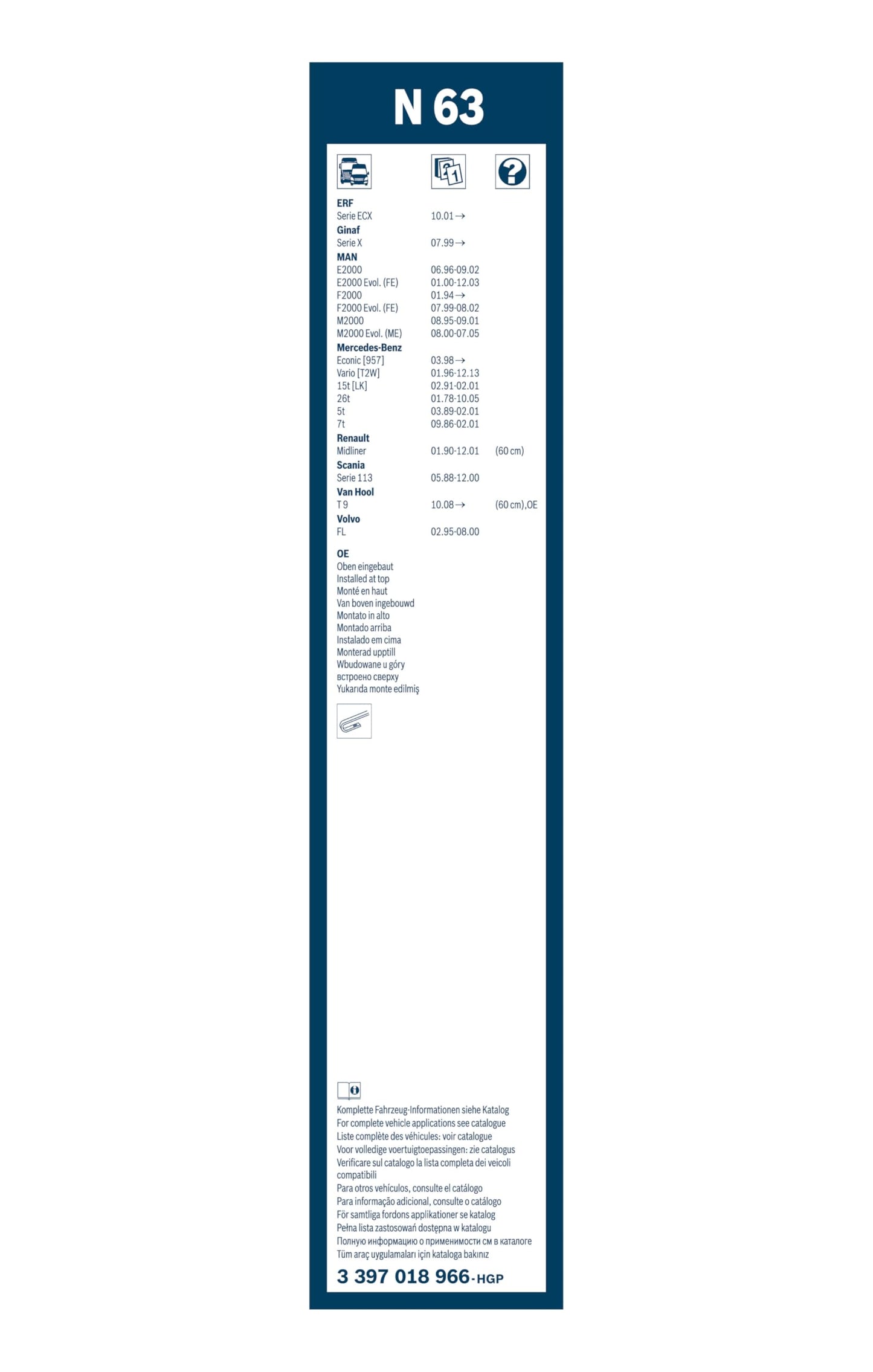 BOSCH 3397018966 - Escobilla de repuesto para camión doble OE; 24 pulgadas, individual
