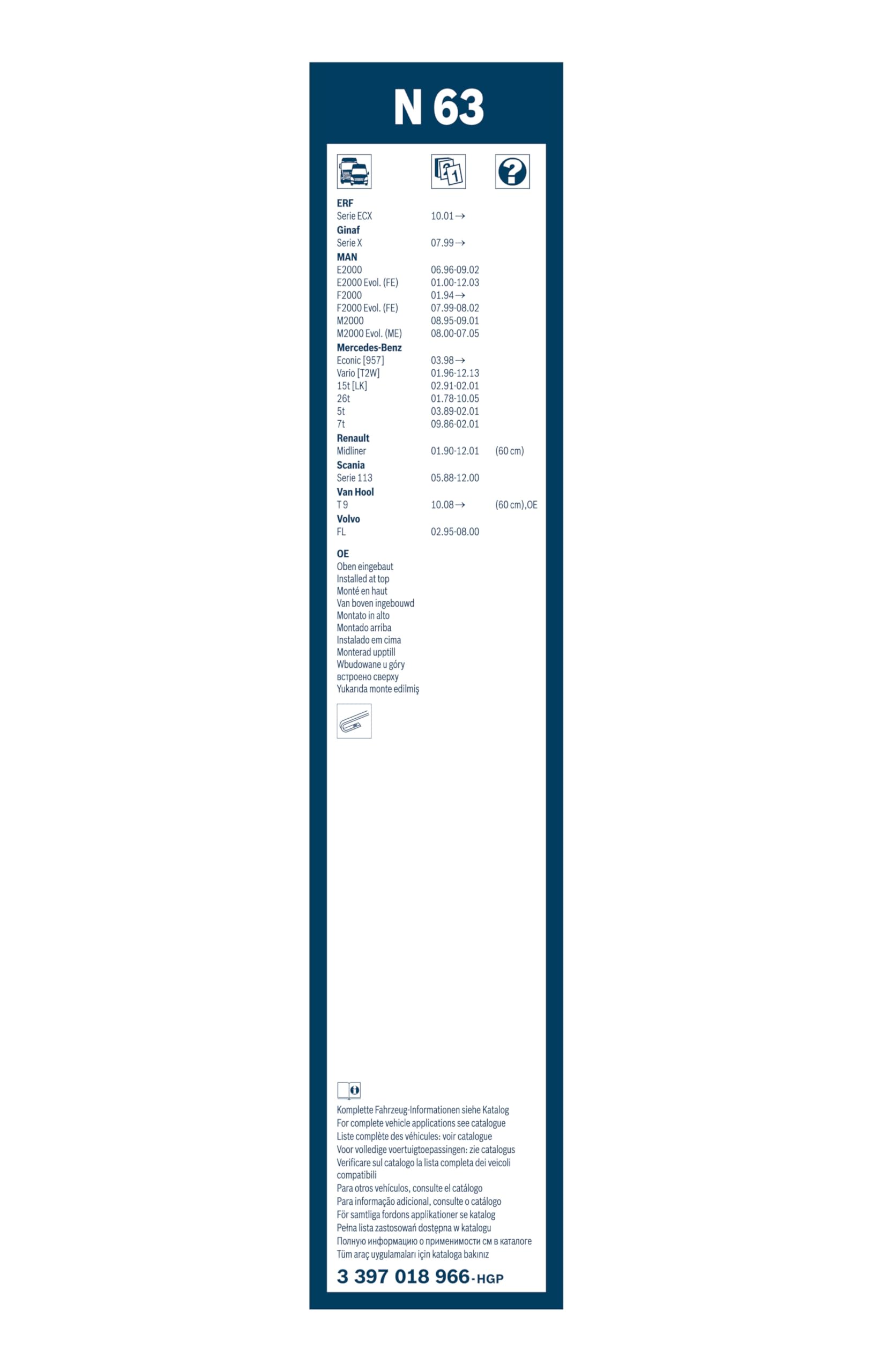 BOSCH 3397018966 - Escobilla de repuesto para camión doble OE; 24 pulgadas, individual