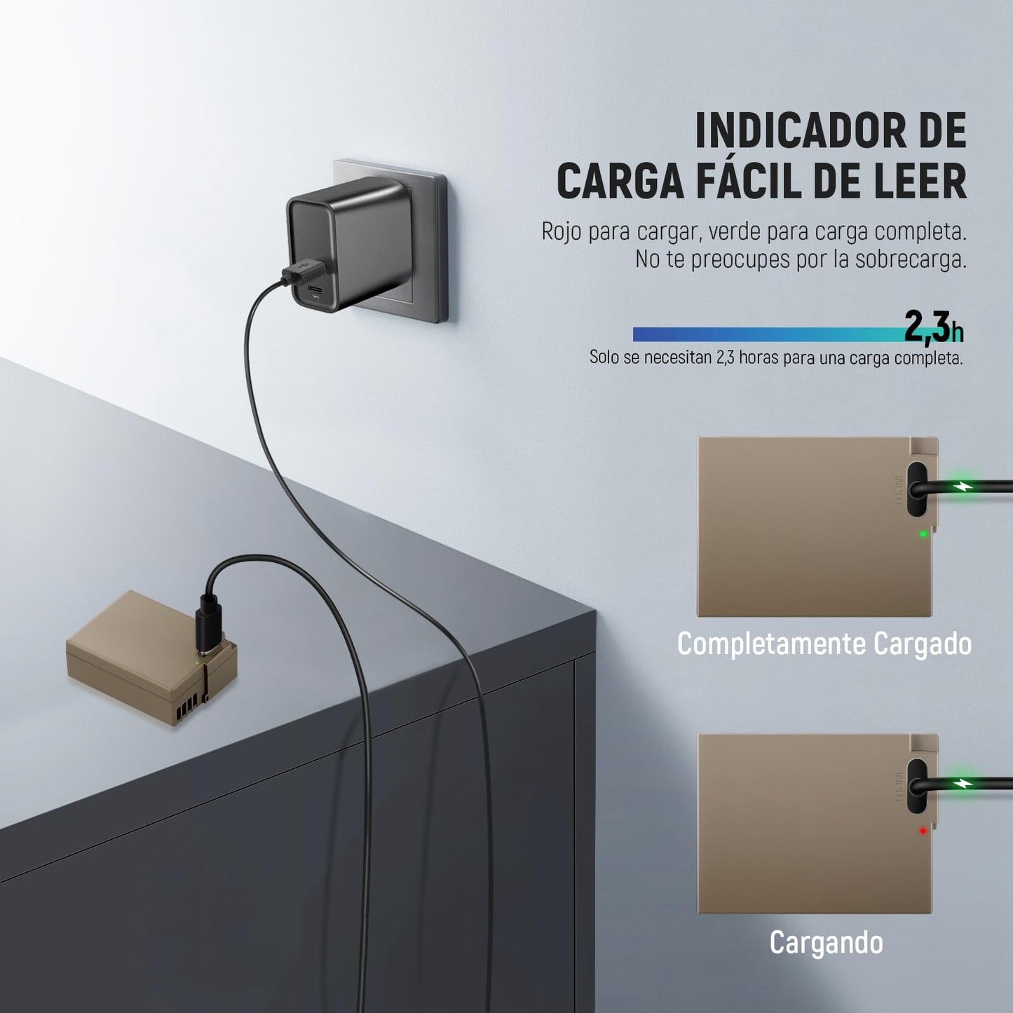 Batería Repuesto NEEWER 1100mAh Cámara Lumix con Cable Carga Rápida USB Tipo C