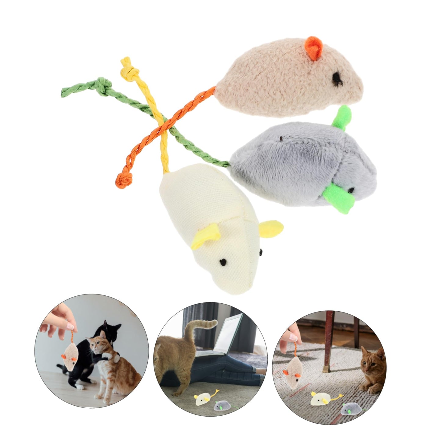 Ipetboom 6 Piezas Gato Ratones Juguetes Gato De Peluche De Juguete Gatito Juguete De Burlas Gato Juguetes Ratones Juguete Mordedura De Gatito Gato Divertido Felpa Gato De Interior