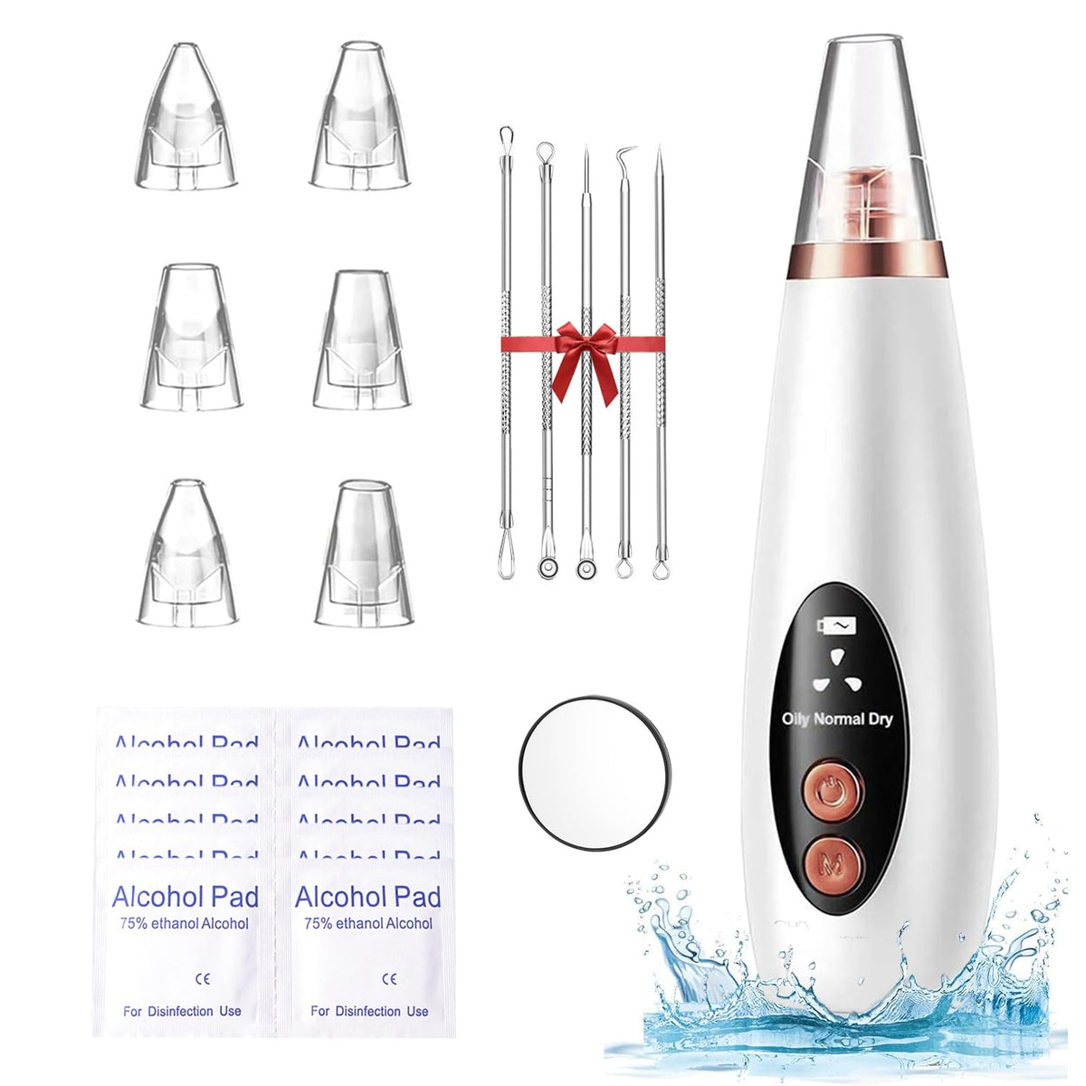 Removedor de puntos negros electrico, Juego de 23 Piezas Limpiador de Poros, extractor de espinillas nariz con Pantalla LED, 6 Sondas de Succión y 3 Modos, USB Recargable