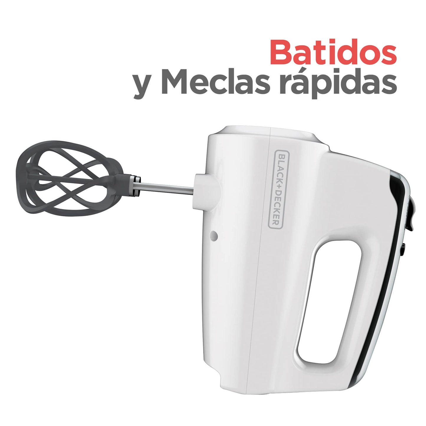 Black+Decker Batidora de mano con diseño único aspas en espiral color blanco MX600W-LA