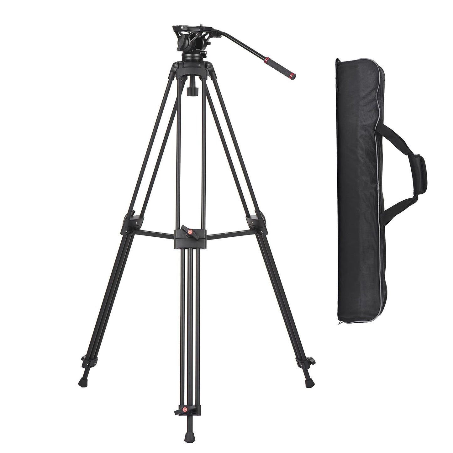 Tripie Profesional Aleación de Aluminio 180cm con Cabezal Hidráulico Fluido Panorámico para Cámaras DSLR y Videocámaras