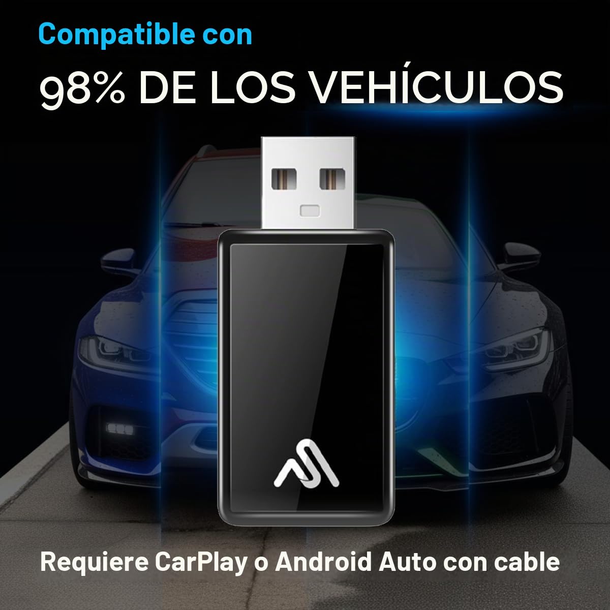 Adaptador Inalámbrico Carplay Autosky para iPhone Conexión Multiusuario Sin Latencia