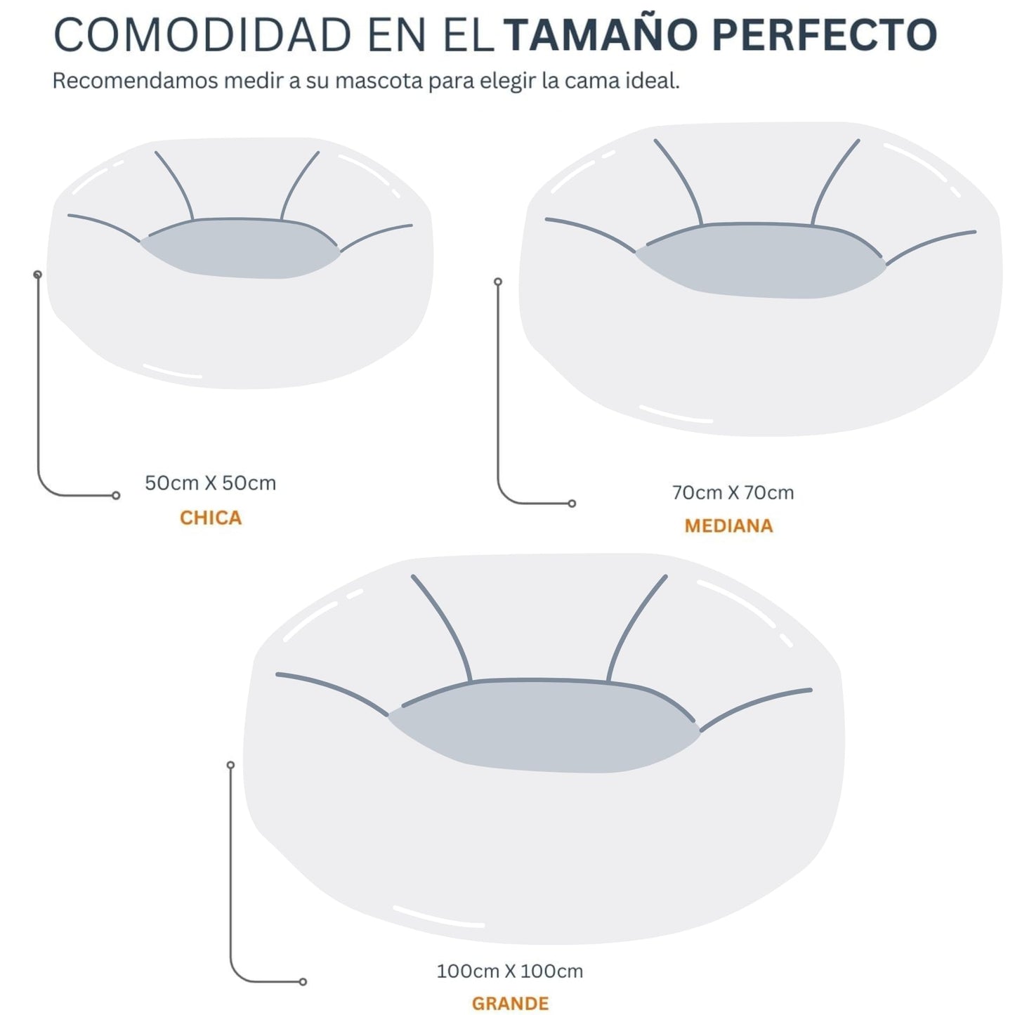 Cama para Mascotas PET TO BED Light Grey Redonda Esponjosa y Cómoda Antiestrés Tamaño Pequeño