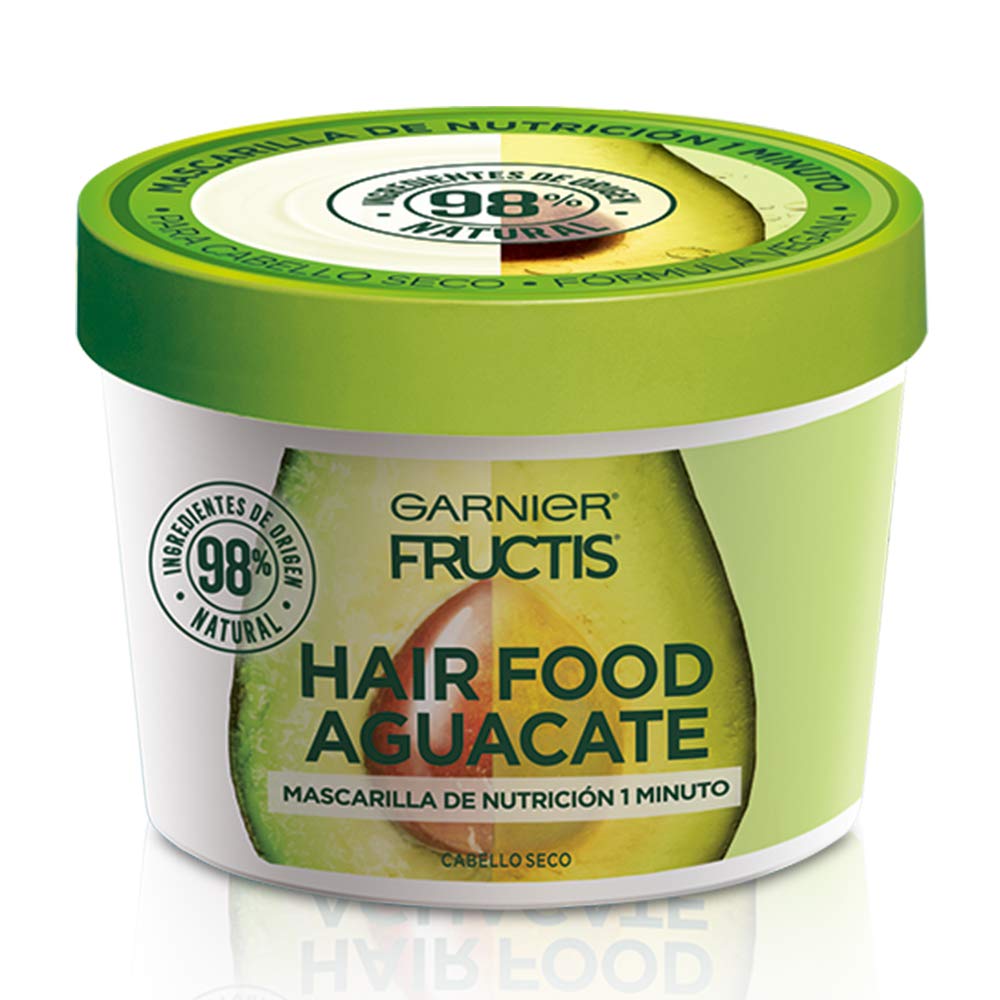 Garnier Fructis H5537200 Mascarilla para Cabello Natural Vegana Anti Frizz con Fructis Hair Food, Verde, 350 ml + Fructis Acondicionador Hair Food Aguacate, 350 ml + Fructis Mascarilla