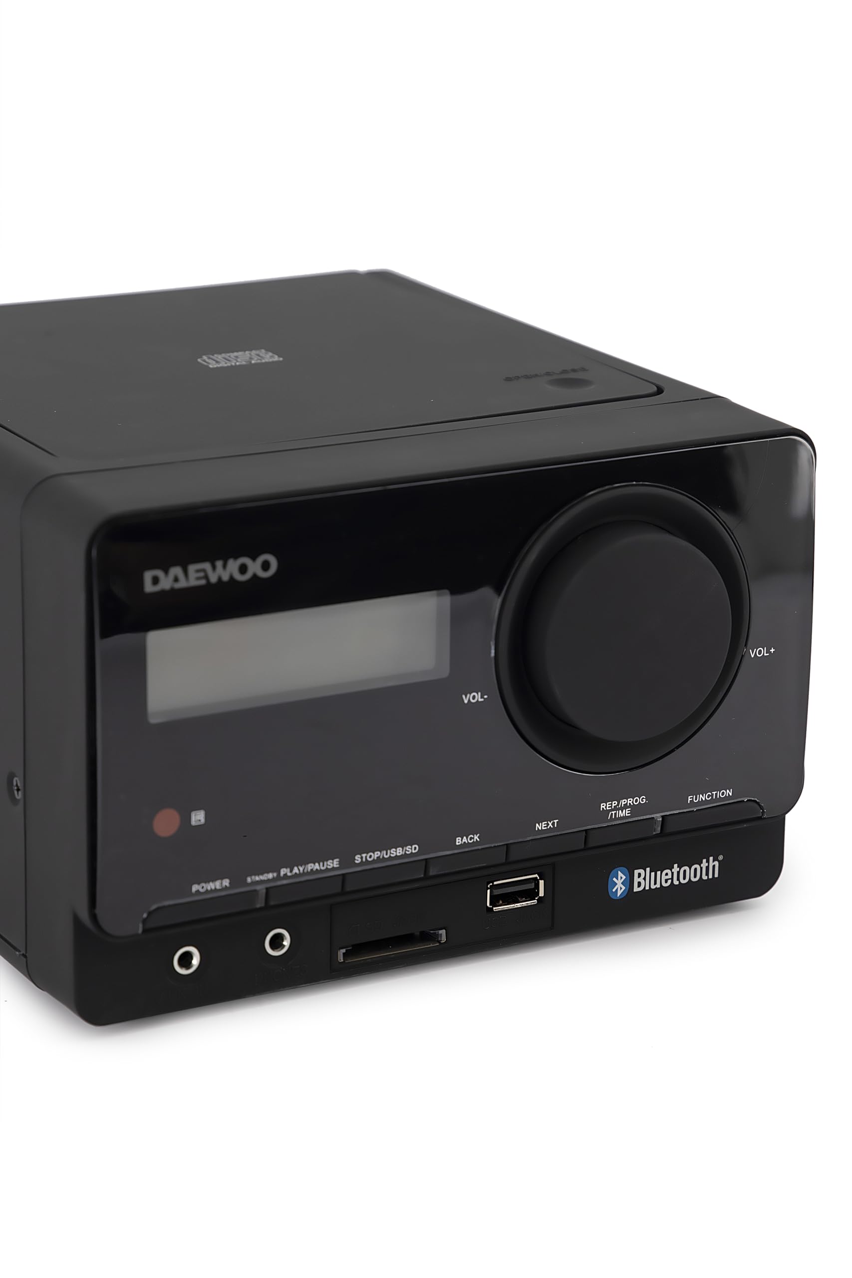 Select Sound Daewoo Mini Componente 2 Altavoces de 5W, Bluetooth, Radio estéreo FM, Reproductor CD´s, USB, SD, Incluye Control Remoto.
