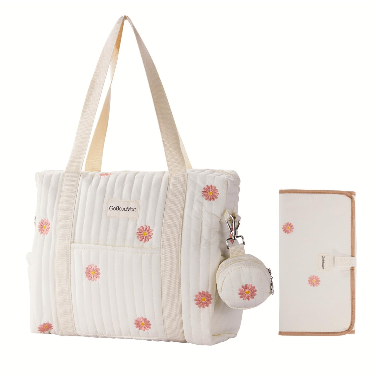 GOBABYMART - Juego de 3 bolsas de pañales, bolsa de hospital para trabajo y parto, bolsa de viaje de maternidad con cambiador y estuche para chupete