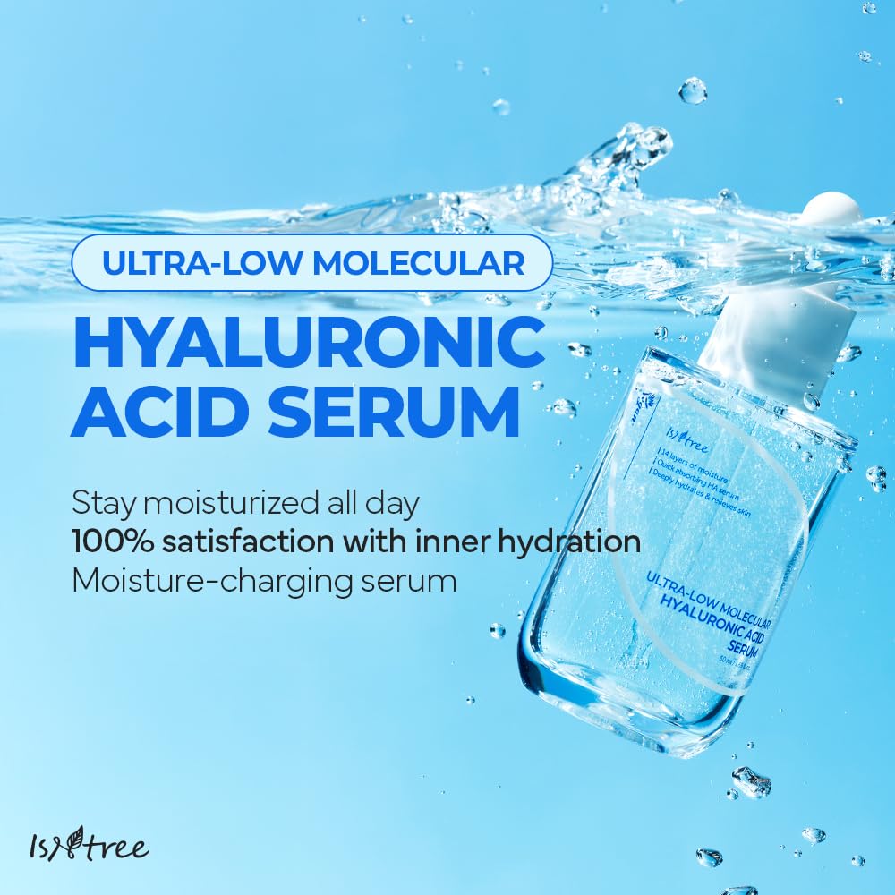 Isntree Ultra Low Molecular Hyaluronic Acid Serum 50 ml, Suero facial hidratante de acido hialuronico