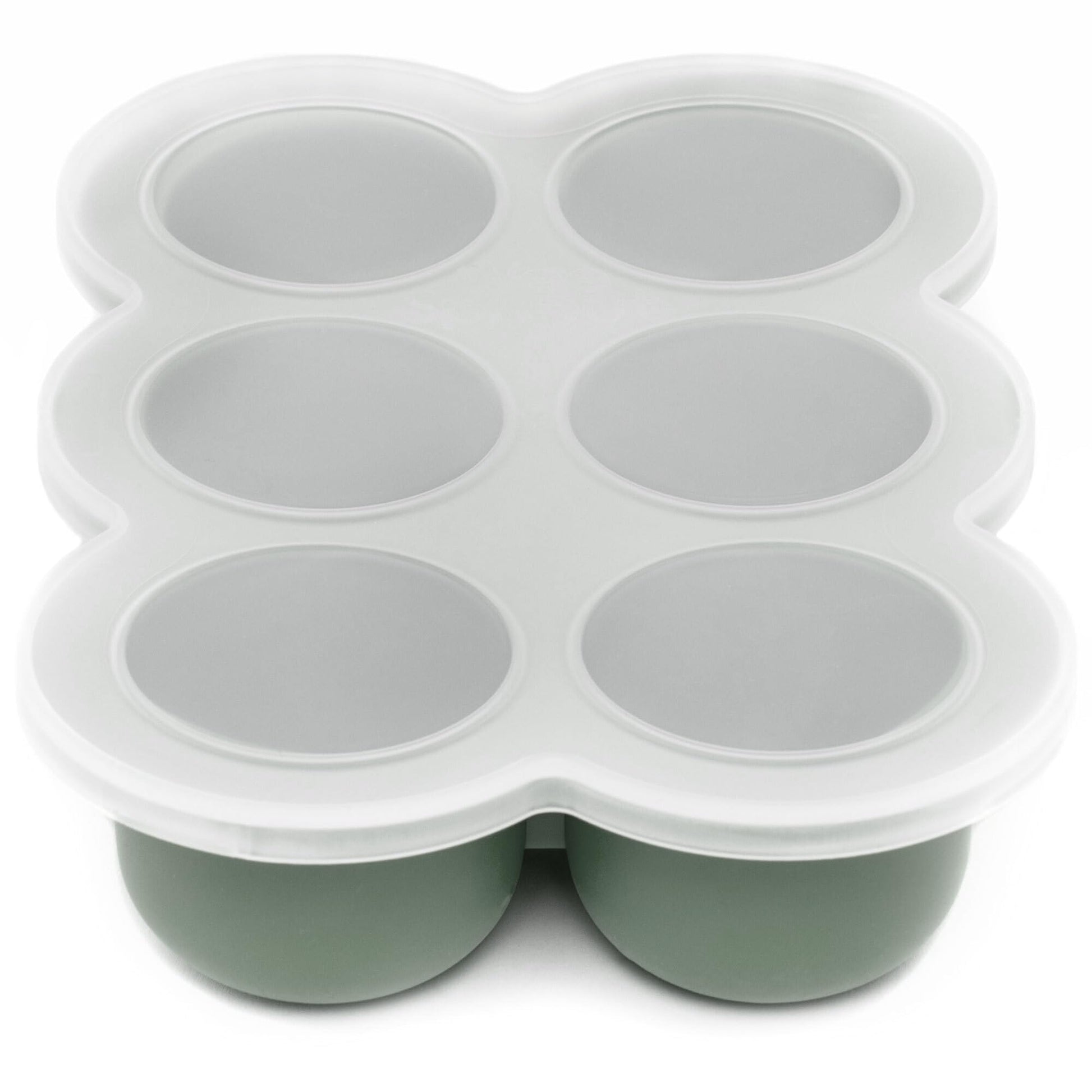 WeeSprout Silicone Freezer Tray with Clip on Lid Perfect Food Storage Container for Homemade Baby Food, Vegetable, Fruit Purees, and Breast Milk (Muted Green, Six 3 Ounce Sections)