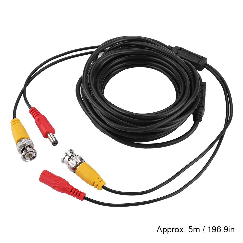 Cable de extensión CCTV, Cable Coaxial de Video, de seguridad de vigilancia, Conectores para uso comercial residencial BNC + 2.1mm DC(5M)