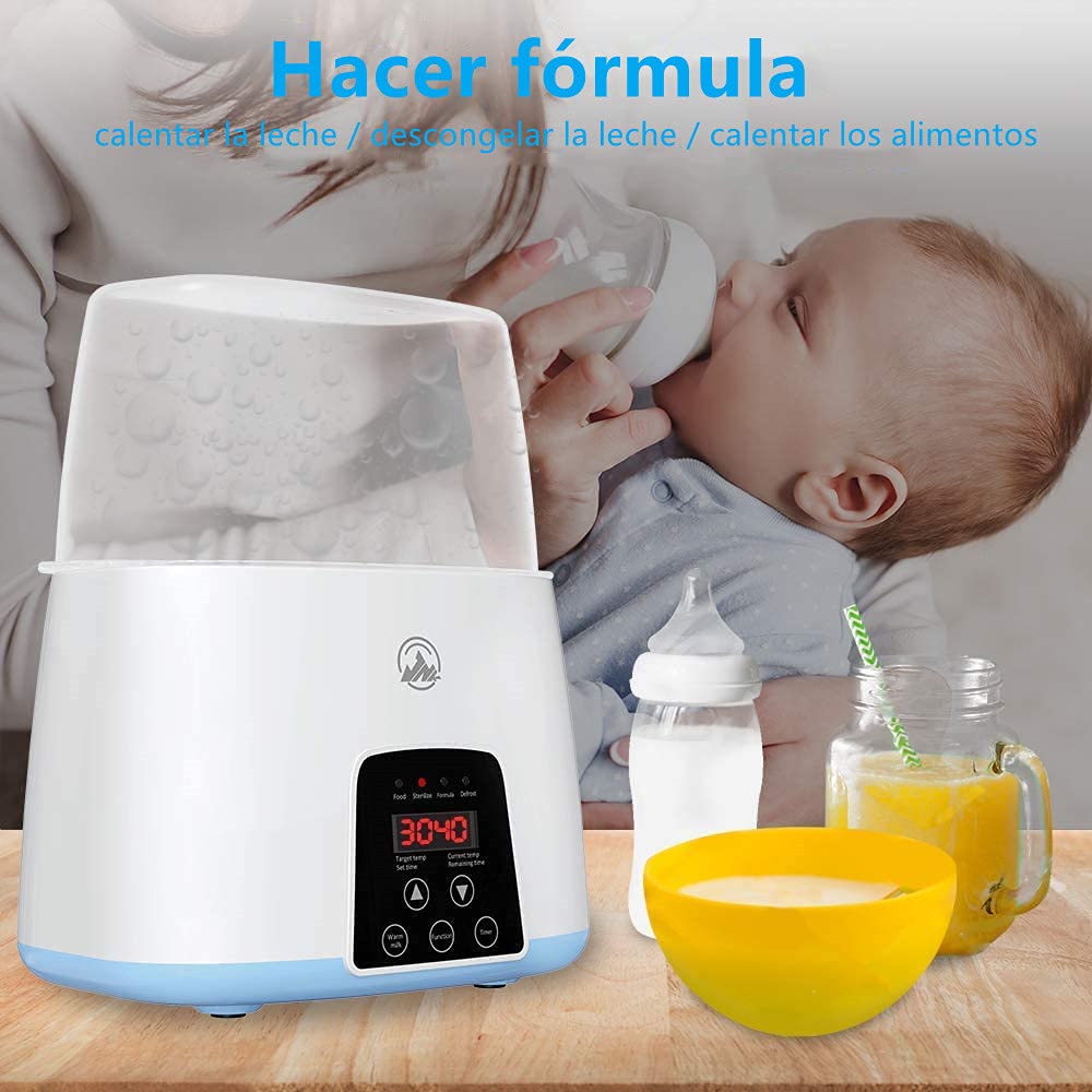 Calienta Biberones para Bebé, 5 in 1 Calienta Biberones Portátil de Botellas Dobles, Inteligente Control Táctil Calienta Biberones Control Preciso de Temperatura para Leche Materna o Fórmula