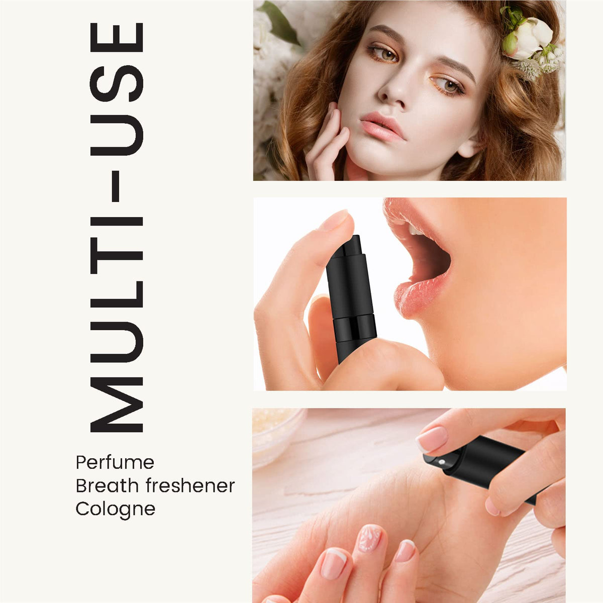 Mozzafiato Mini atomizador de perfume portátil de 8 ml, botella de spray vacía rellenable, botellas de perfume de viaje para Colonia (negro mate)