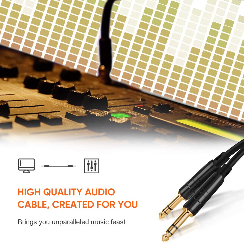 CableCreation Cable TRS de 6,35 mm a 6,35 mm de 1,8 m, latiguillos de guitarra/cable de instrumento para teclado, amplificador, guitarra, mesa de mezclas, pedaleras, piano y más